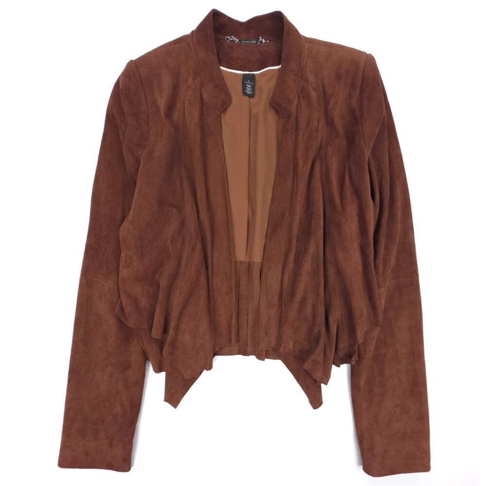 NEW White House Black Market 100% Suede Ruffle Jacket Western Boho Downtown Chic